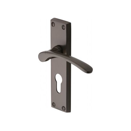 Heritage Brass Door Handle for Euro Profile Plate Sophia Design Matt Bronze finish