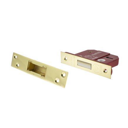 Atlantic 5 Lever Key Deadlock [BS] Keyed Alike 3" - Polished Brass