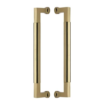 Heritage Brass Door Pull Handle Bauhaus Design 330mm Polished Brass Finish