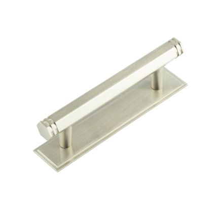 Hoxton Nile Cabinet Handles 96mm Ctrs Stepped Backplate Satin Nickel - By Frelan Hardware - HOX-350SN-6050SN