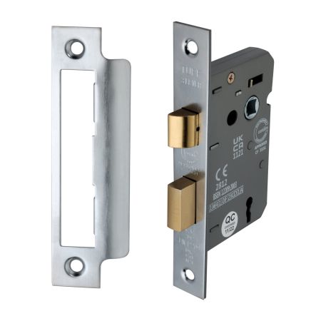 2.5" CE 3 Lever Mortice Sash Lock FD60 - Satin Chrome