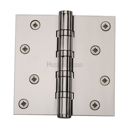 Heritage Brass Hinge Brass with Ball Bearing 4" x 4" Polished NIckel Finish