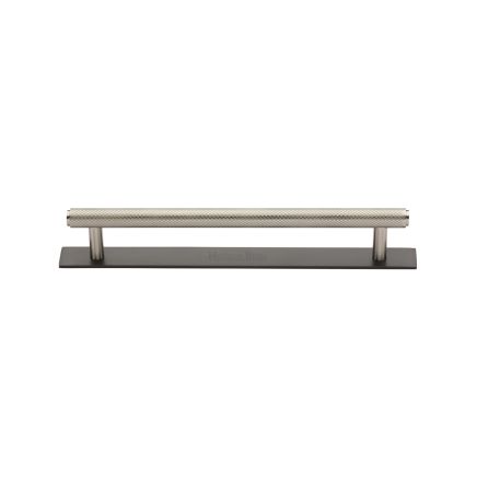 Heritage Brass Cabinet Pull Knurled Design with Plate 128mm CTC Matt Bronze/Satin Nickel Finish