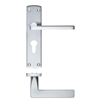 Zoo Hardware Leon lever on euro backplate - Satin Chrome