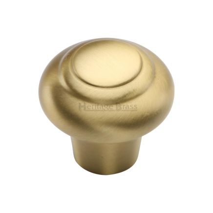 Heritage Brass Cabinet Knob Round Bead Design 32mm Satin Brass finish