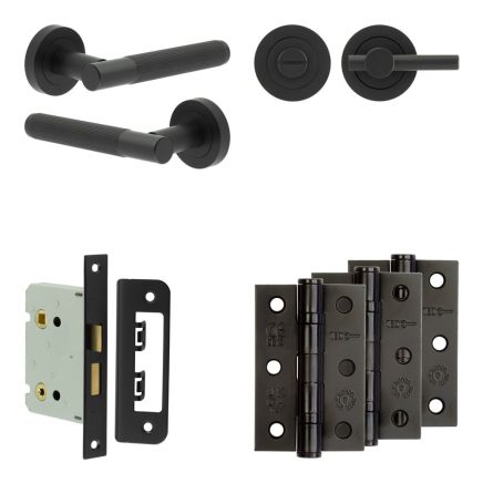 Complete Venice Door Handle Pack - Bathroom - Black - By Frelan Hardware - JE-F6B2-MB