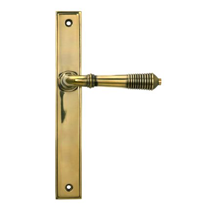 Aged Brass Reeded Slimline Lever Latch Set