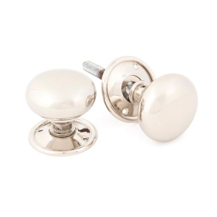 Polished Nickel 49mm Mushroom Mortice/Rim Knob Set