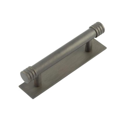 Hoxton Sturt Cabinet Handles 96mm Ctrs Plain Backplate Dark Bronze - By Frelan Hardware - HOX-450DB-5050DB