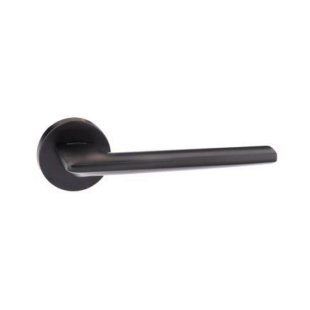 Forme Boston Lever Door Handle on Minimal Round Rose - Matt Black (Pair)