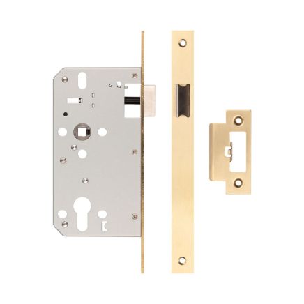 72mm Satin Brass Din Euro Latch 60mm Backset - By Frelan Hardware - JL-DL60SB