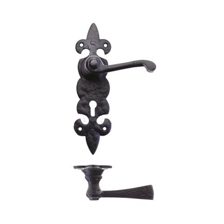 Zoo Hardware Lever on Fleur de Lys Lock Backplate - Black