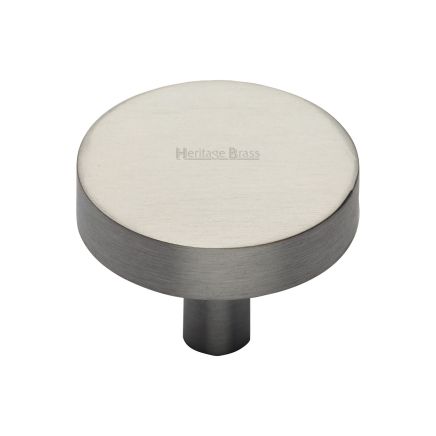 Heritage Brass Cabinet Knob Disc Design 32mm Satin Nickel finish
