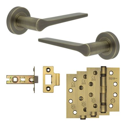 Complete Gio Door Handle Pack - Internal Doors - Antique Brass - By Frelan Hardware - JE-E1A-AB