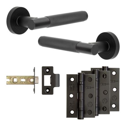 Complete Bari Door Handle Pack - Internal Doors - Matt Black - 64mm / 3-inch Hinges - JE-D2B-MB