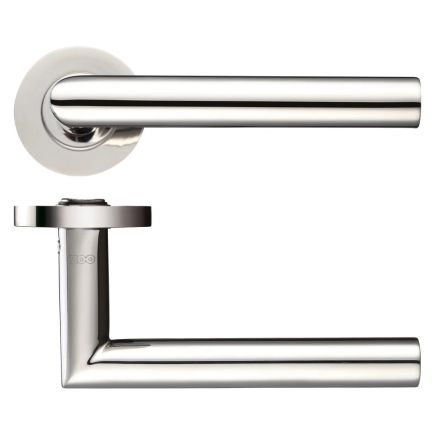 Zoo Hardware 19mm Mitred Lever on Round Rose - Grade 304 - Polished Stainless
