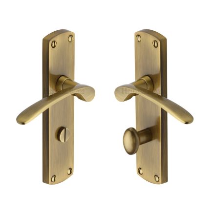 Heritage Brass Door Handle for Bathroom Diplomat Design Antique Brass finish
