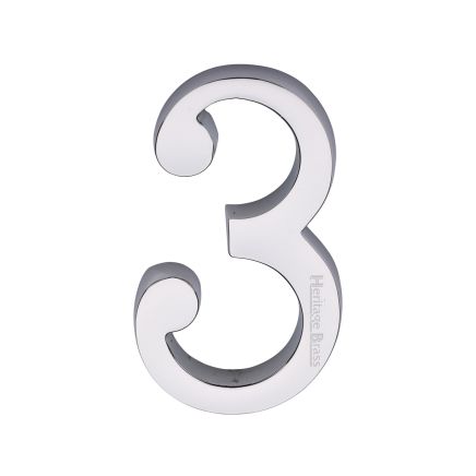 Heritage Brass Numeral 3 Concealed Fix 76mm (3") Polished Chrome finish