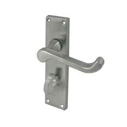 Victorian Scroll Door Handle on Bathroom Plate Satin Chrome - By Frelan Hardware - JV10BSC