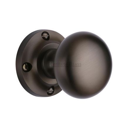 Heritage Brass Mortice Knob on Rose Victoria Design Matt Bronze finish
