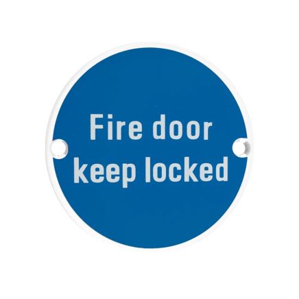 Zoo Hardware Fire Door Keep Locked - 76mm dia - White