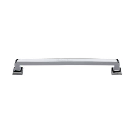 Heritage Brass Door Pull Handle Square Vintage Design 338mm Polished Chrome Finish