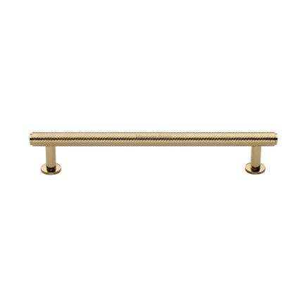 Heritage Brass Cabinet Pull Knurled Design with 16mm Rose 160mm CTC Polished Brass finish