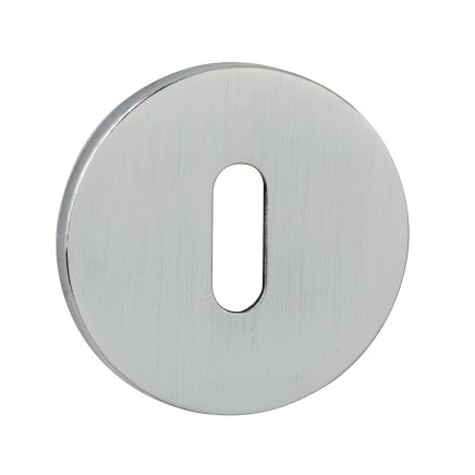 Tupai Rapido 5S Line Key Escutcheons on 5mm Slimline Round Rose - Satin Chrome (Pair)