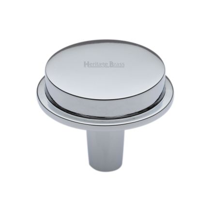 Heritage Brass Flat Round Knob Design 38 mm Polished Chrome finish