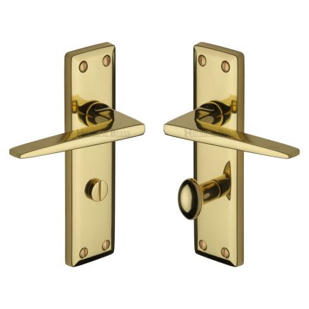Heritage Brass Door Handle for Bathroom Kendal Design Polished Brass finish