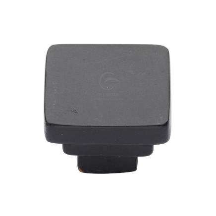Black Iron Rustic Cabinet Knob Square Stepped Design 32mm