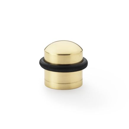 Alexander & Wilks - Dome Top Floor Mounted Door Stop -  Polished Brass