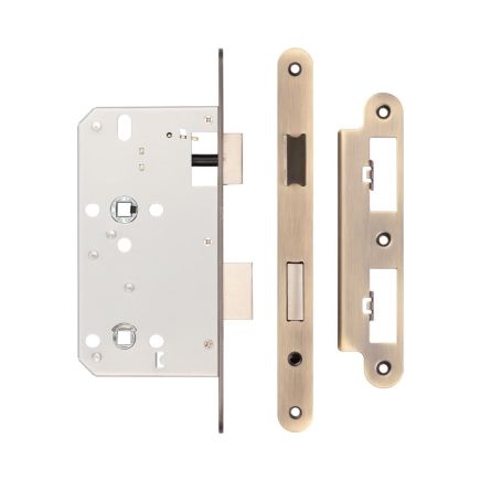 Jedo 78mm Din Bathroom Locks 60mm Backset Radiused Antique Brass - By Frelan Hardware - JL-DB60RAB