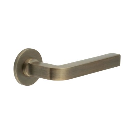 CR-104 Antique Brass Sprung Round Rose Door Handle - By Frelan Hardware - CR-104A1AB