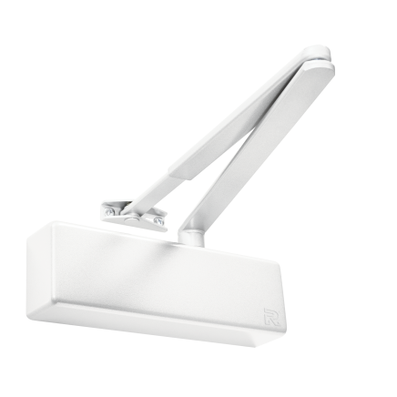 Rutland TS.3204 Door Closer c/w Slim Line Cover, Flatbar Armset, White