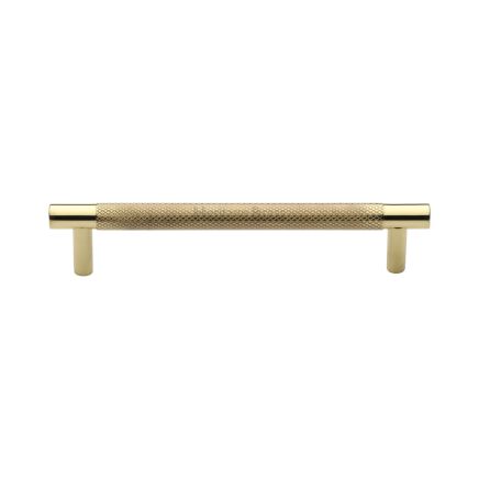 Heritage Brass Cabinet Pull Partial Knurl Design 128mm CTC Polished Brass finish