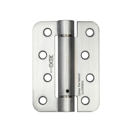 Jedo Steel Radiused Single Action Spring Hinges 102x76mm (PK of 3) Satin Chrome - By Frelan Hardware - J9800RSC
