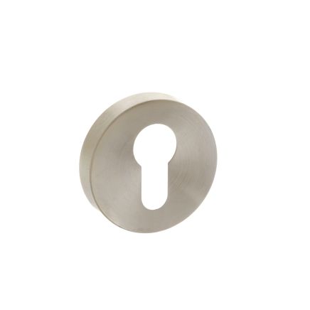 Forme Euro Escutcheons on Minimal Round Rose - Satin Nickel (Pair)