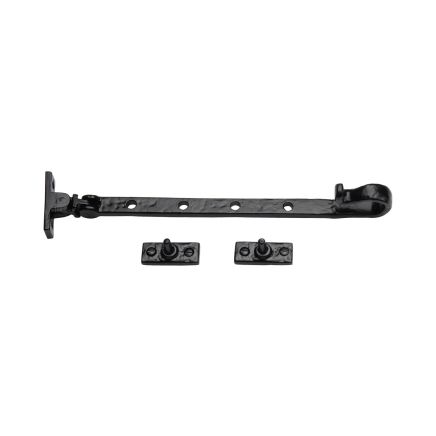 The Tudor Casement Window Stay Shepherd's Crook Pattern 10" Black Iron