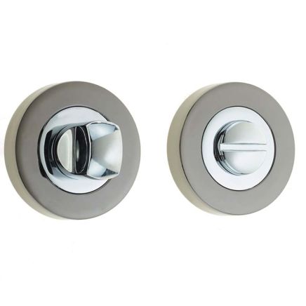Jedo Dual Turns & Releases 50mm Round Rose no Indicator Polished Chrome Polished Black Nickel - By Frelan Hardware - JV2666PCBN