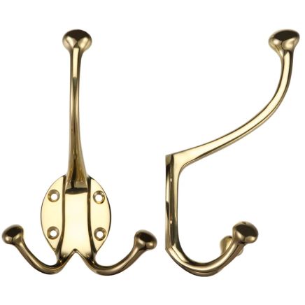 Zoo Hardware Double Hat and Coat Hook - Brass