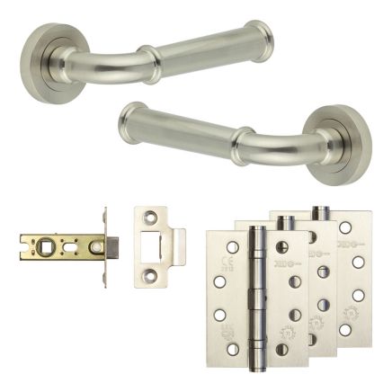 Complete Classic Door Handle Pack - Internal Doors - Satin Nickel - 64mm / 4-inch Hinges - JE-A1A-SN