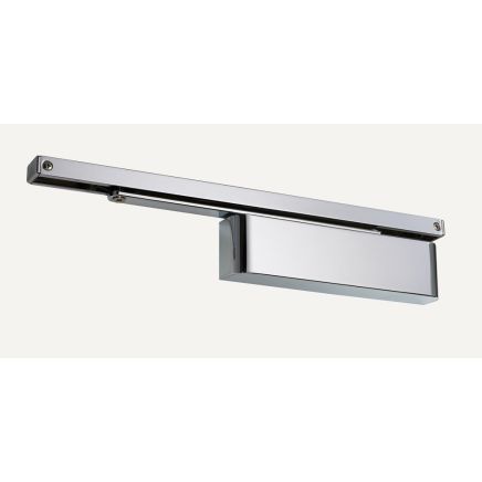 Rutland TS.11205 Cam Action Door Closer c/w Semi-radius cover & Slidearm, Polished Nickel Plate