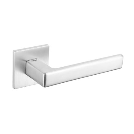 Tupai Rapido 5S Line Portel Lever Door Handle on 5mm Slimline Square Rose - Satin Chrome (Pair)