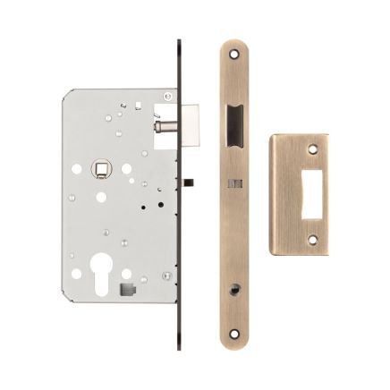 72mm Antique Brass Din Euro Nightlatch Radiused 60mm Backset - By Frelan Hardware - JL-DNL60RAB