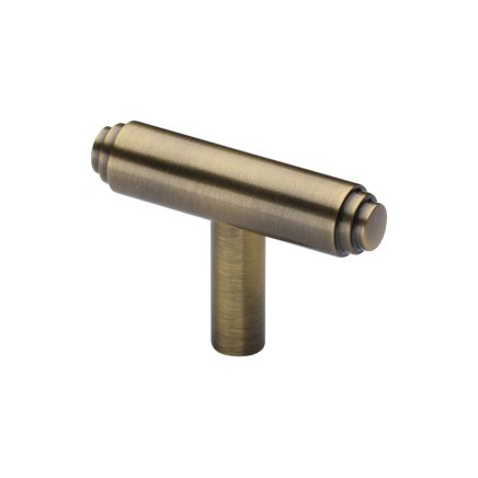 Heritage Brass Cabinet Knob Stepped T-Bar Design 45mm Antique Brass finish