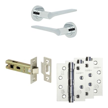 Complete Gio Door Handle Pack - Internal Doors - Polished Chrome - 76mm / 4-inch Hinges - JE-E3A-PC