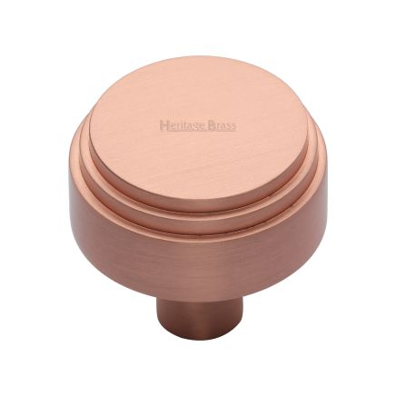 Heritage Brass Cabinet Knob Round Deco Design 38mm Satin Rose Gold finish