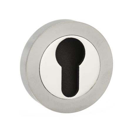 Senza Pari Euro Escutcheons on Round Rose - Satin Nickel/Nickel Plate (Pair)