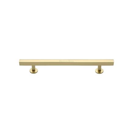 Heritage Brass Cabinet Pull Square Design with Footings 128mm CTC Polished Brass finish